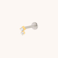 Square Crystal Double Titanium Piercing Stud in Gold-Astrid & Miyu