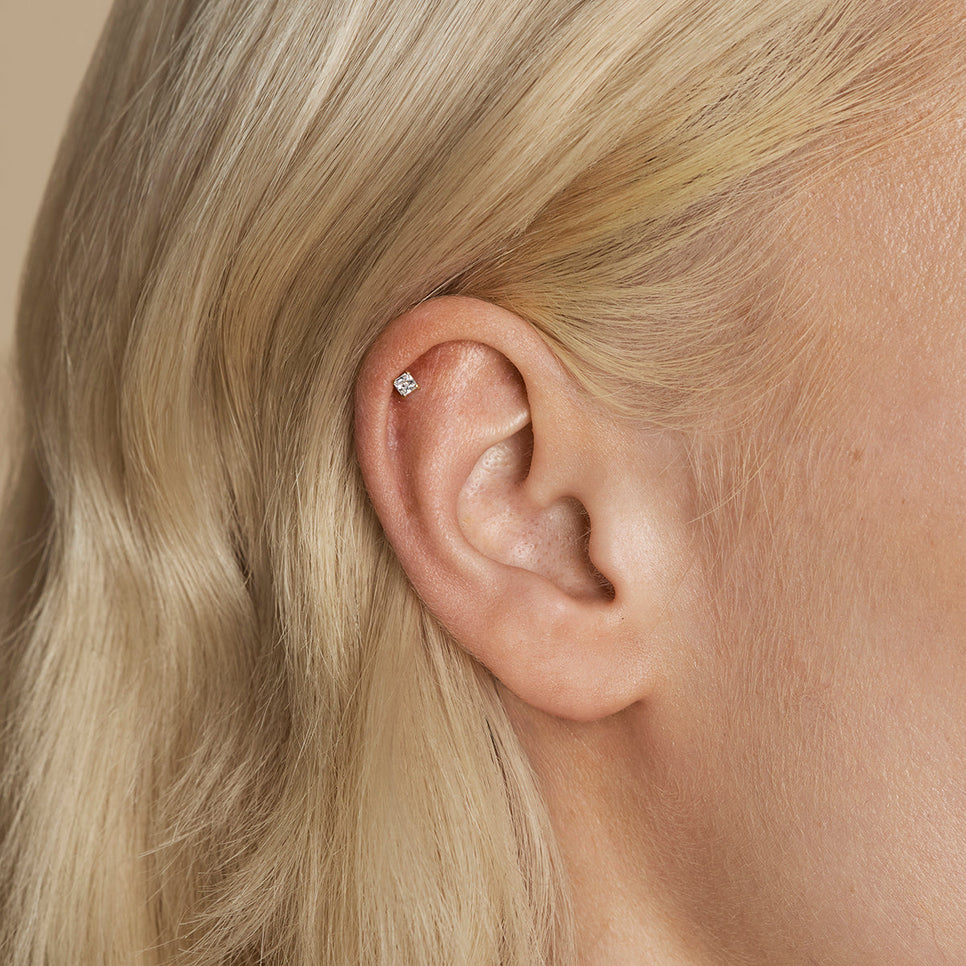 Square Crystal Titanium Piercing Stud in Gold-Astrid & Miyu