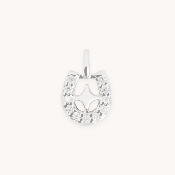 Diamond Pavé Horseshoe Charm 9k White Gold-Astrid & Miyu
