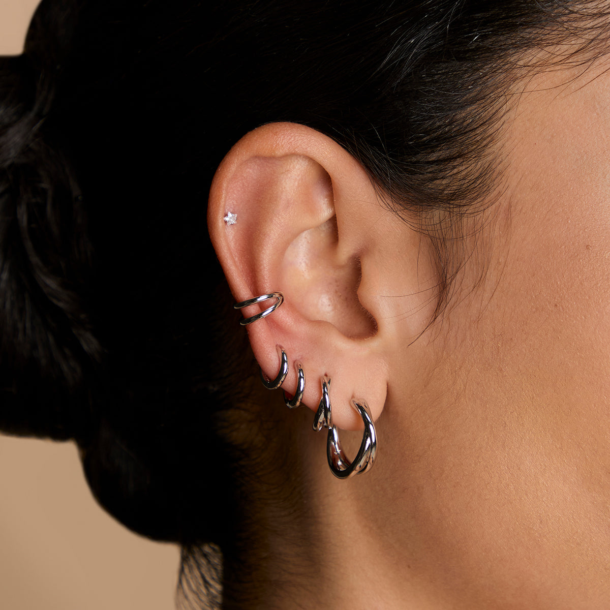 Crossover Illusion Huggies in Silver