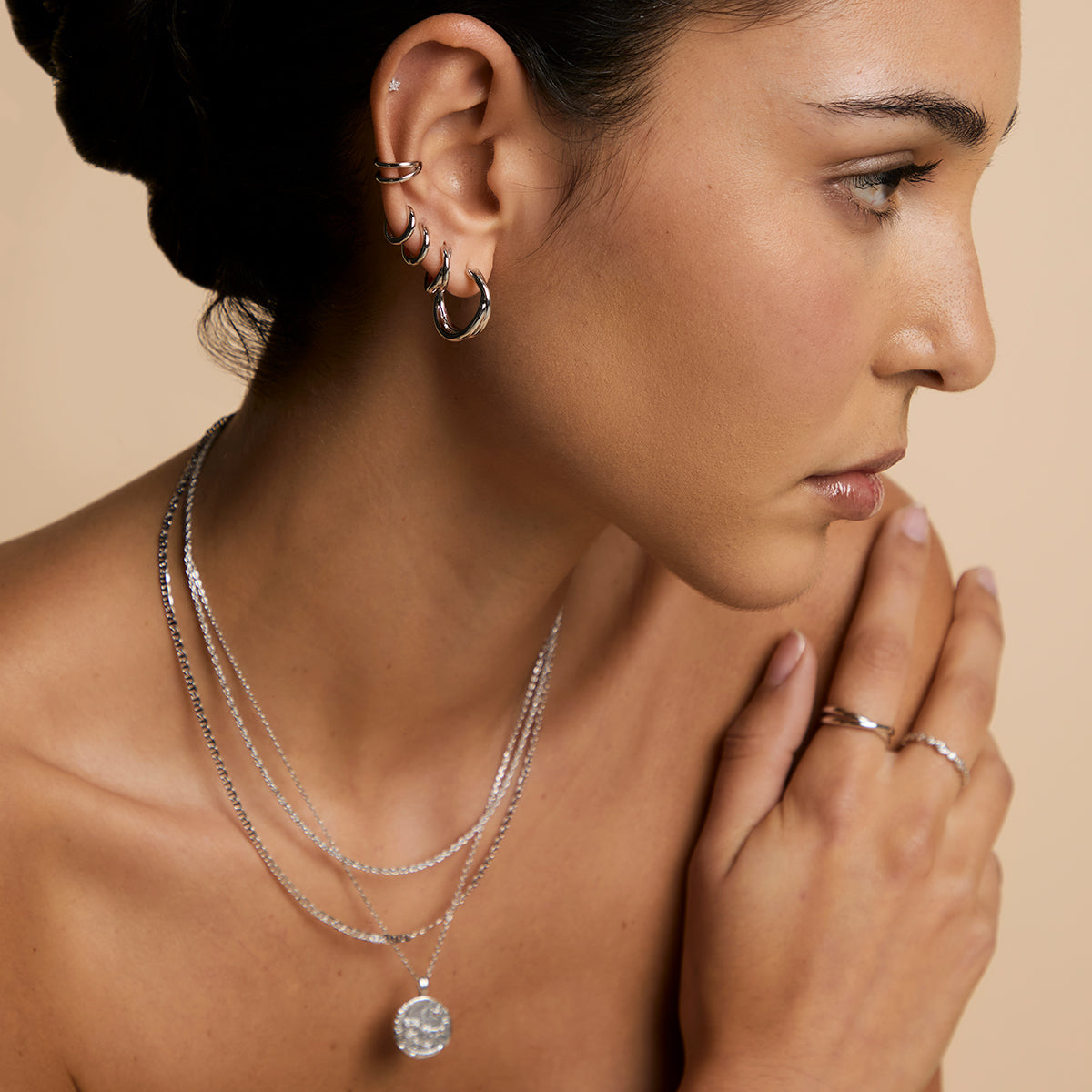 Crossover Illusion Huggies in Silver