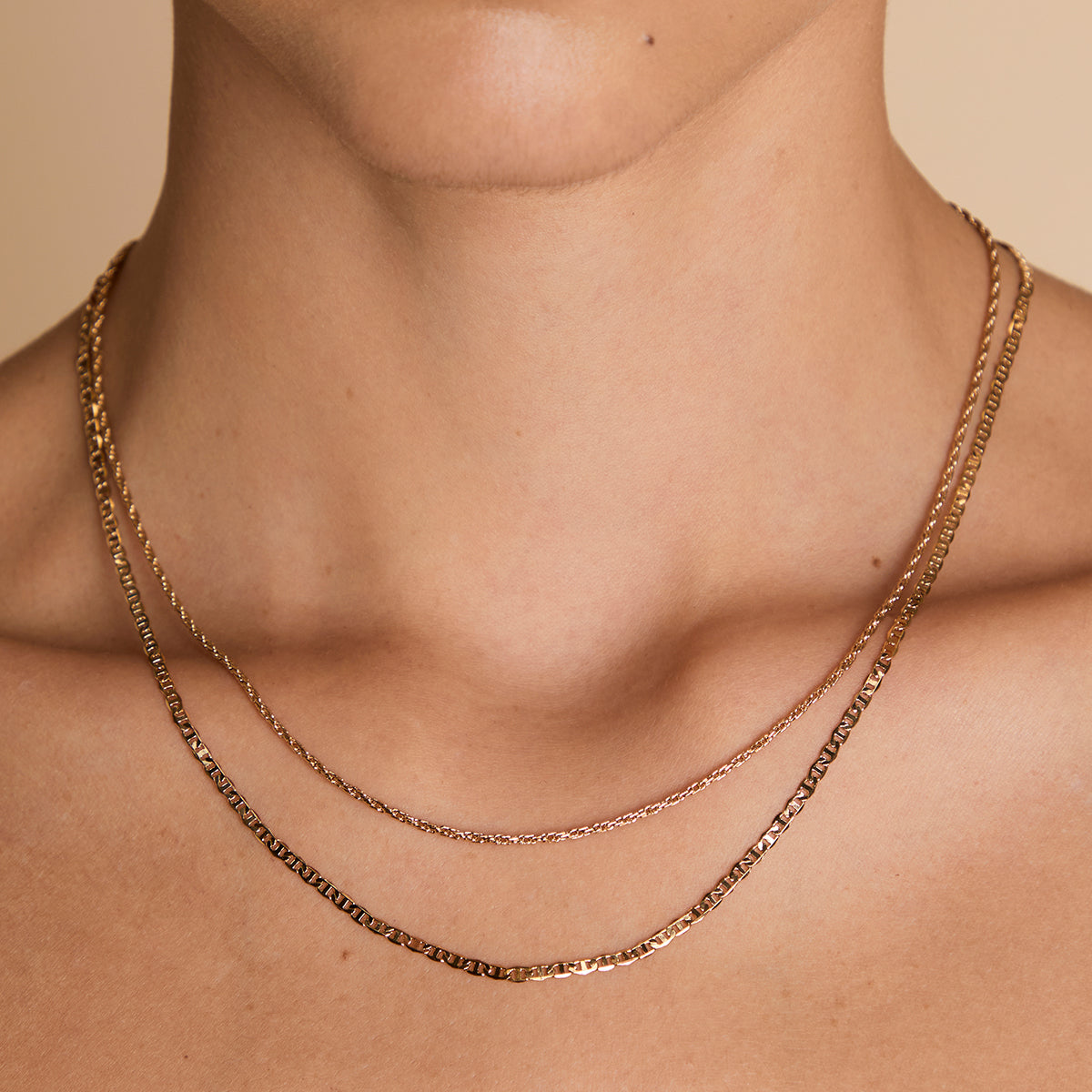Illusion Double Chain Necklace in Gold