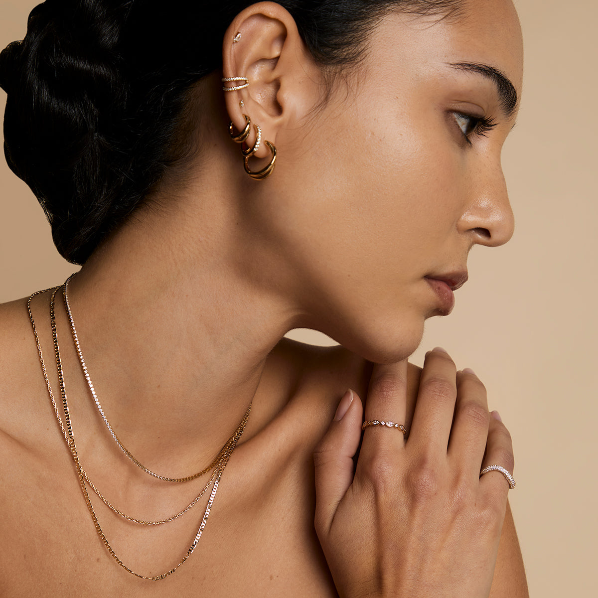 Illusion Double Chain Necklace in Gold