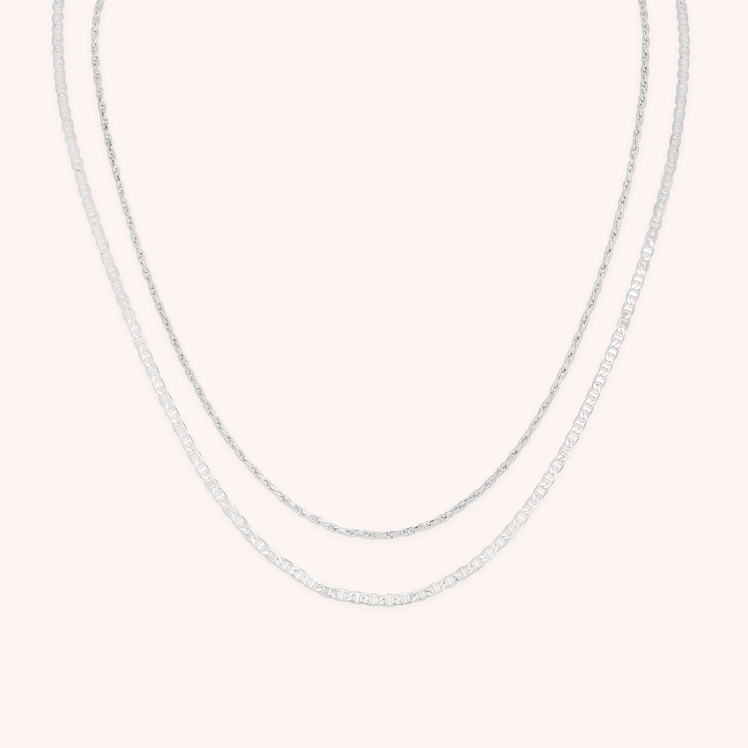 Illusion Double Chain Necklace in Silver