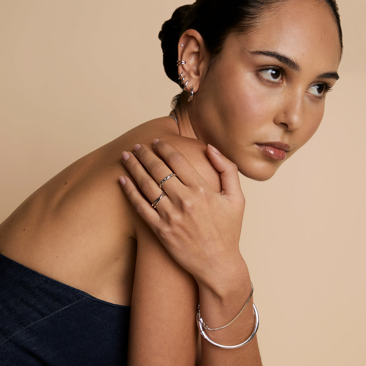 Crossover Illusion Band Ring in Silver