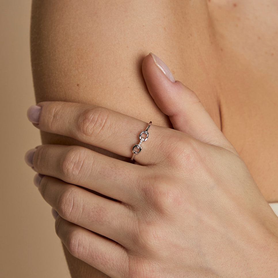 Diamond Hardware Ring in Solid White Gold-Astrid & Miyu