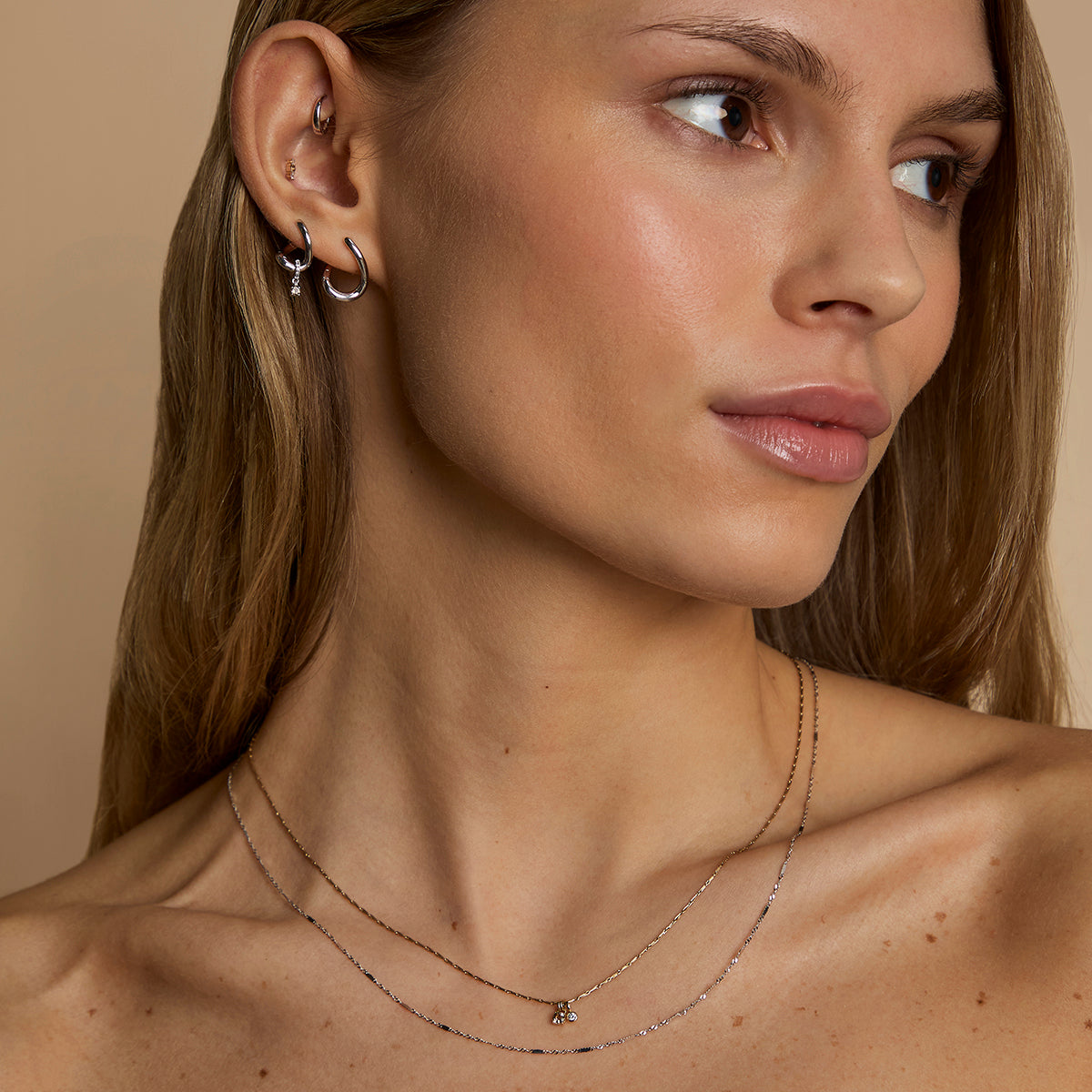 Molten Hoops in Solid White Gold-Astrid & Miyu