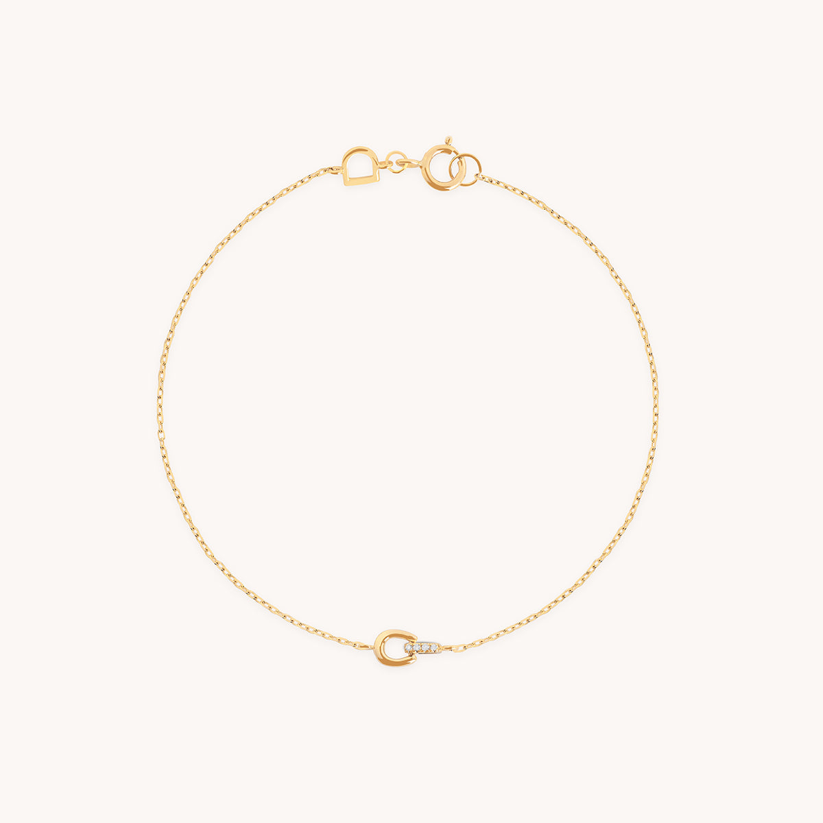 Diamond Hardware Pendant Bracelet in Solid Gold-Astrid & Miyu