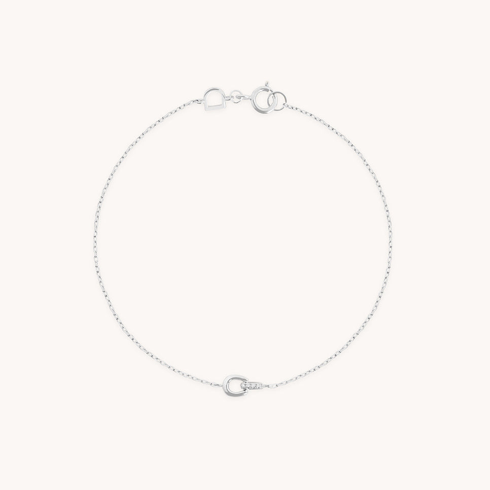 Diamond Hardware Pendant Bracelet in Solid White Gold-Astrid & Miyu