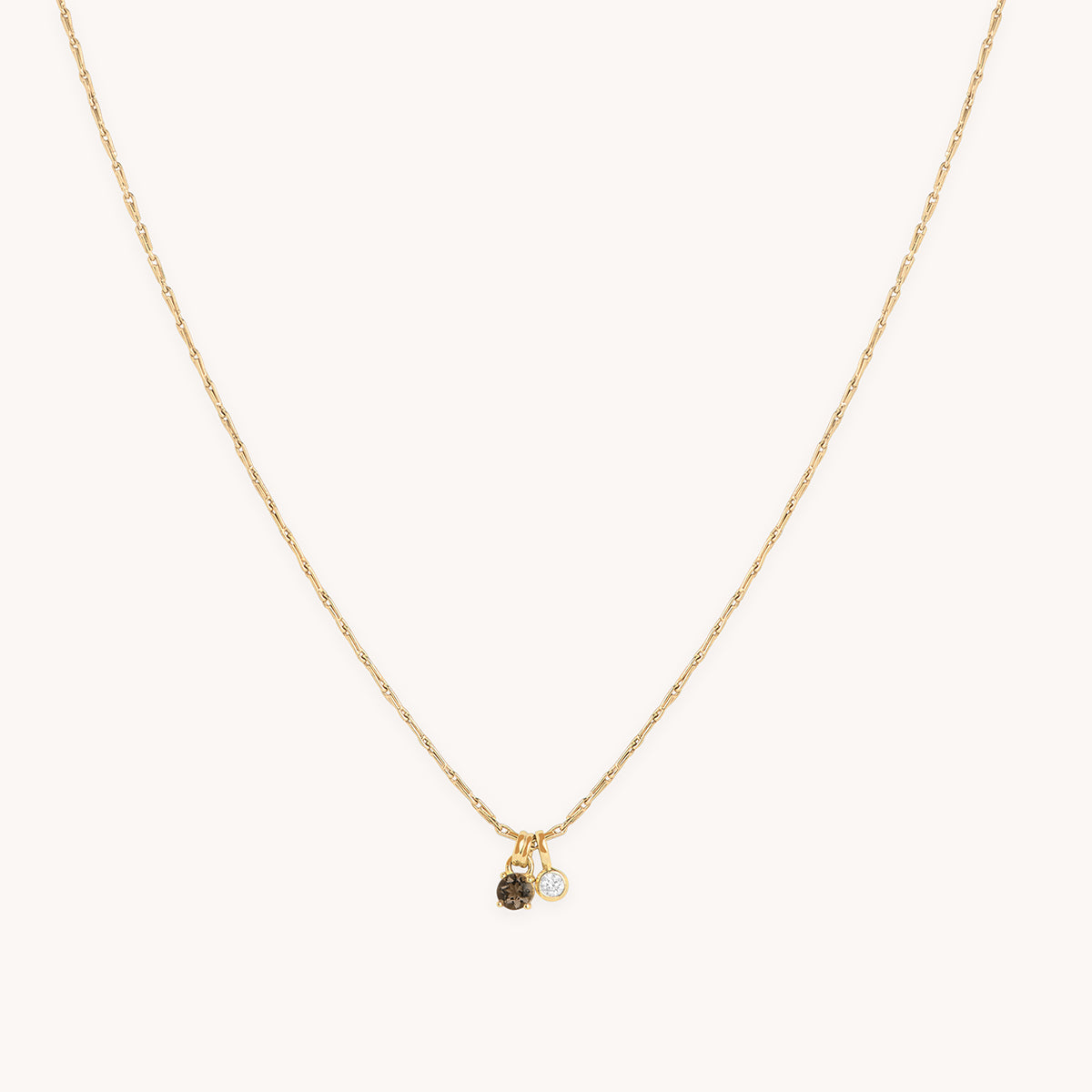 Diamond & Quartz Pendant Necklace in Solid Gold