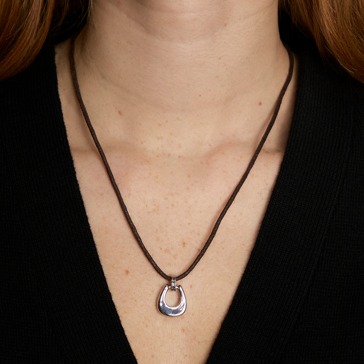 Hardware Pendant Cord Necklace in Silver-Astrid & Miyu