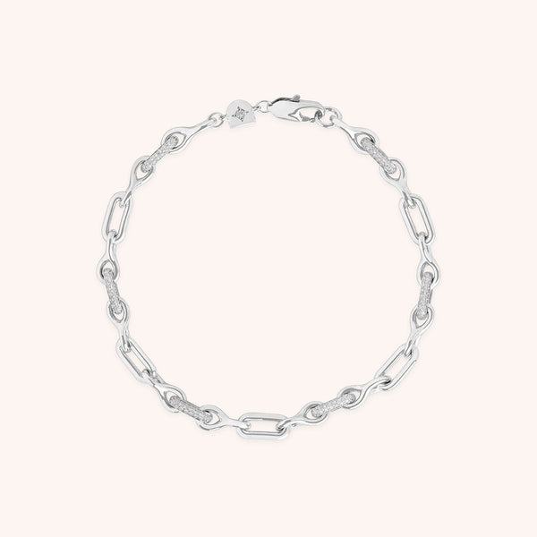 Pavé Chain Link Bracelet in Silver