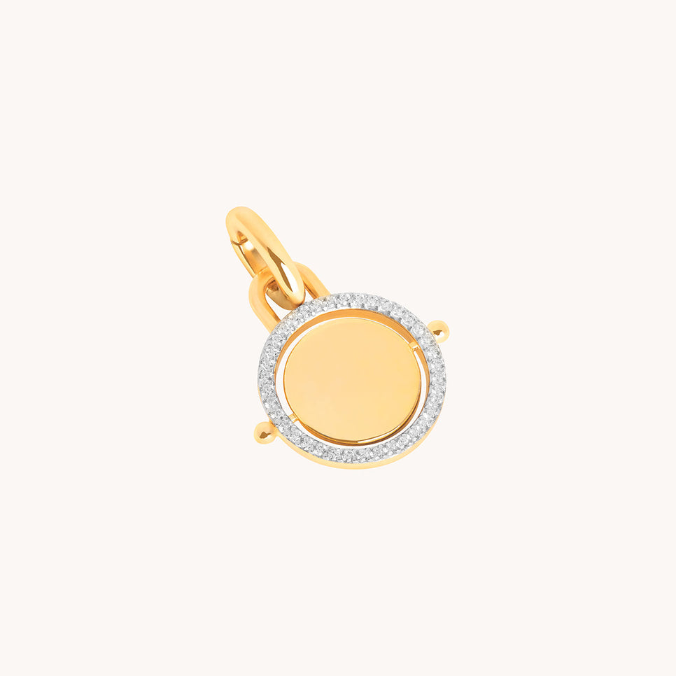 Pavé Spinning Coin Clip Charm in Gold
