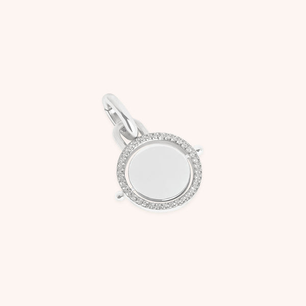 Pavé Spinning Coin Clip Charm in Silver