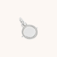 Pavé Spinning Coin Clip Charm in Silver