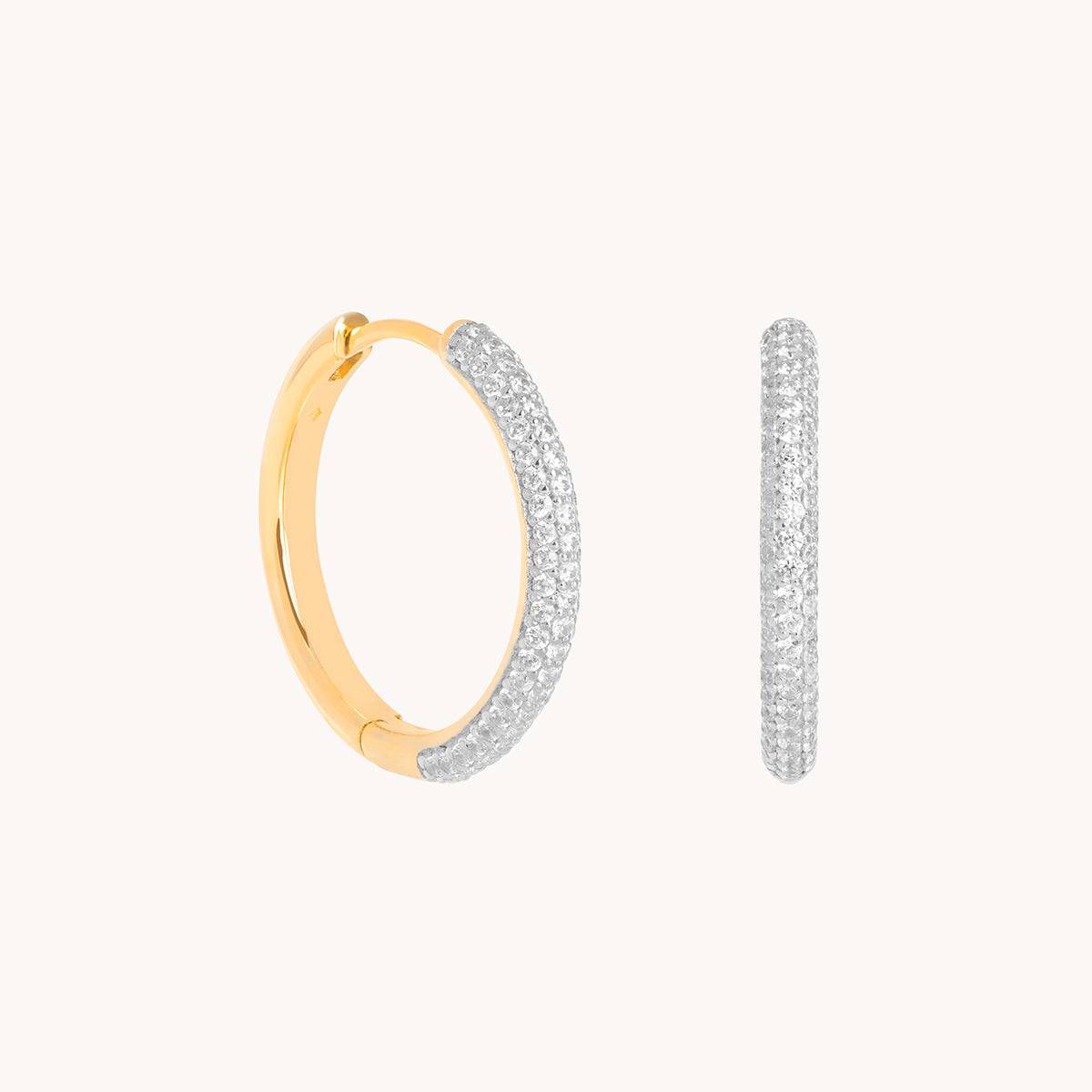 Pavé Essential Medium Hoops in Gold