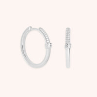 Pavé Knot Hoops in Silver