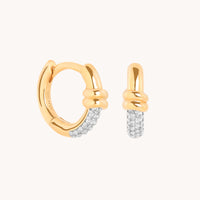 Pavé Knot Huggies in Gold