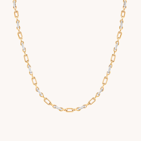 Pavé Chain Link Necklace in Gold