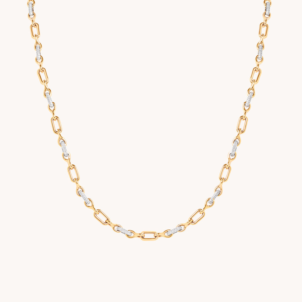 Pavé Chain Link Necklace in Gold