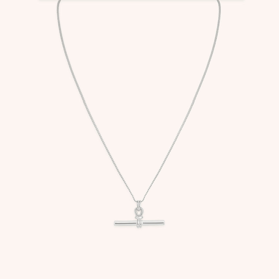 Hardware T-Bar Pendant Necklace in Silver