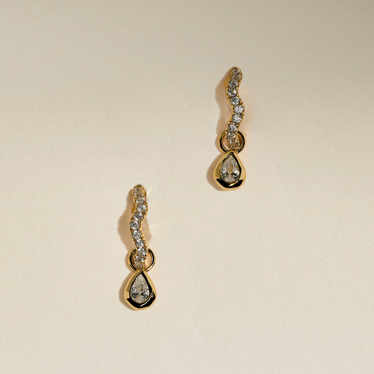 Scalloped Crystal Charm Huggies in Gold-Astrid & Miyu