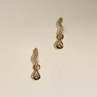 Scalloped Crystal Charm Huggies in Gold-Astrid & Miyu