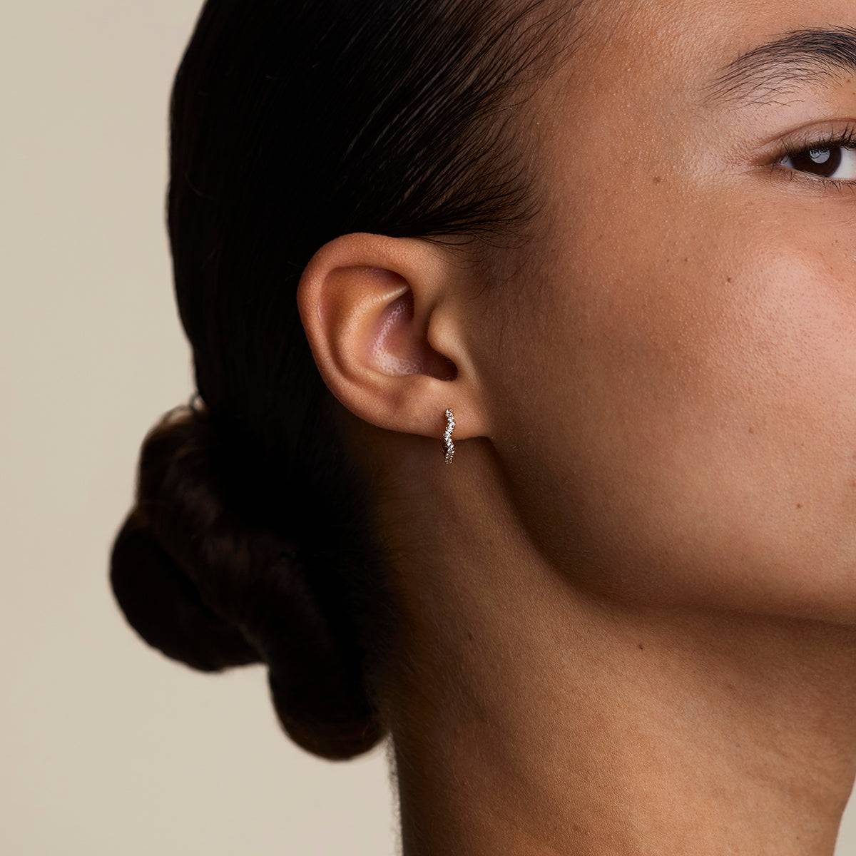 Scalloped Crystal Charm Huggies in Gold-Astrid & Miyu