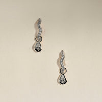 Scalloped Crystal Charm Huggies in Silver-Astrid & Miyu