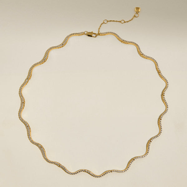 Scalloped Tennis Chain Necklace in Gold-Astrid & Miyu