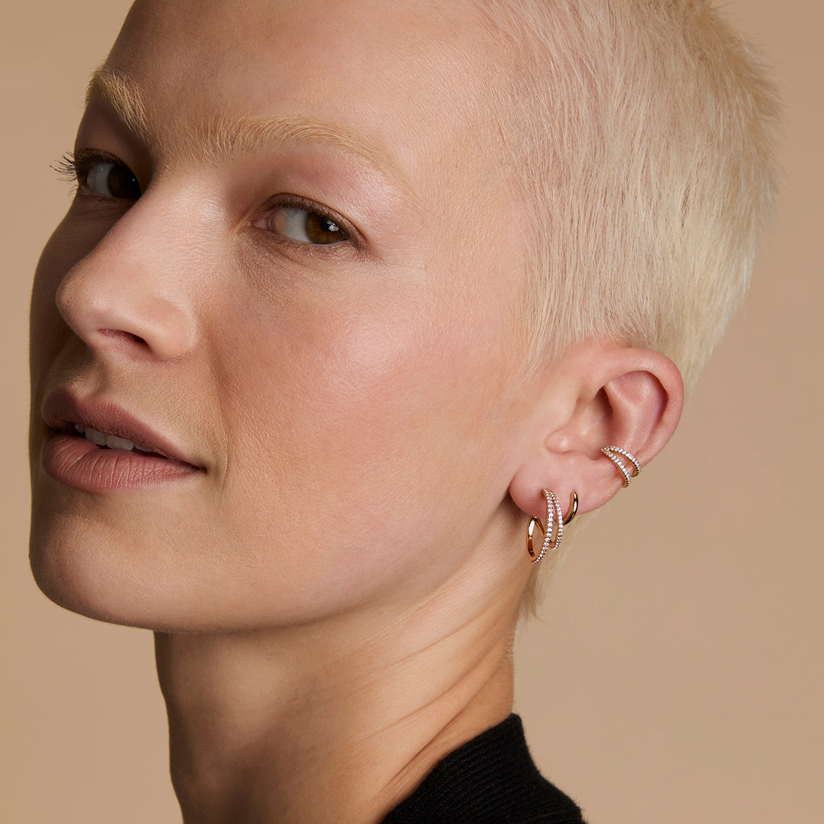 Illusion Hoops Stacking Set in Gold