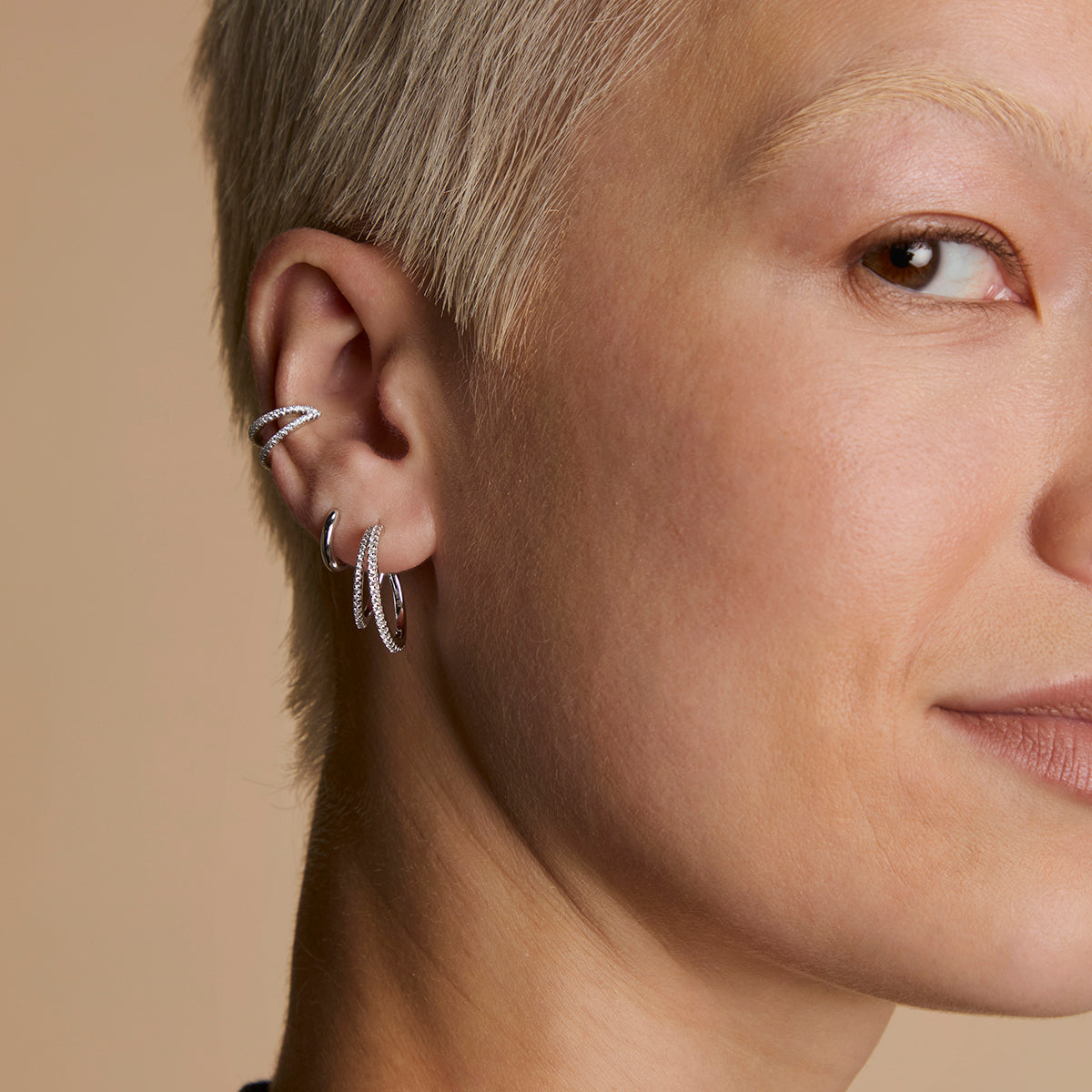 Illusion Hoops Stacking Set in Silver