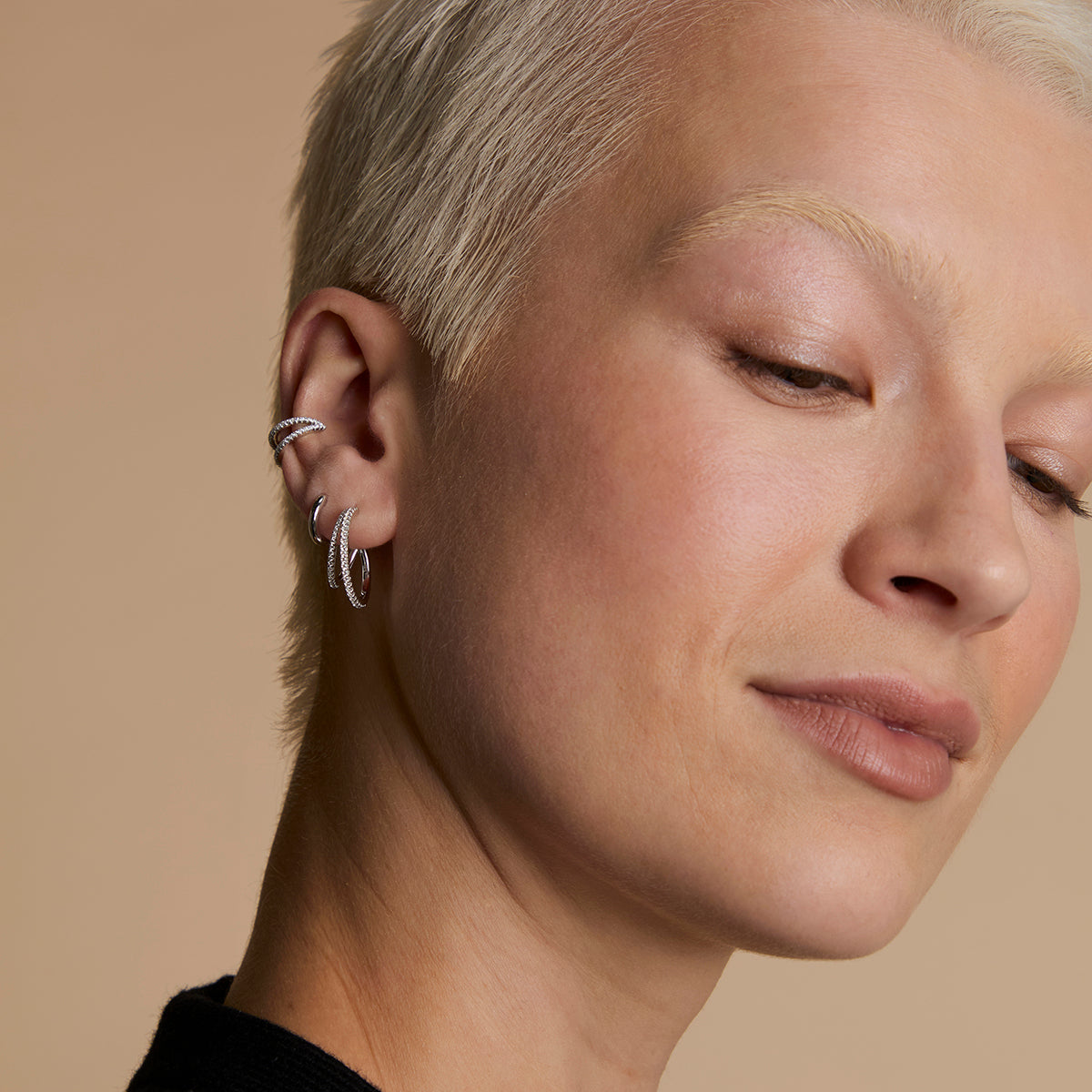 Illusion Hoops Stacking Set in Silver