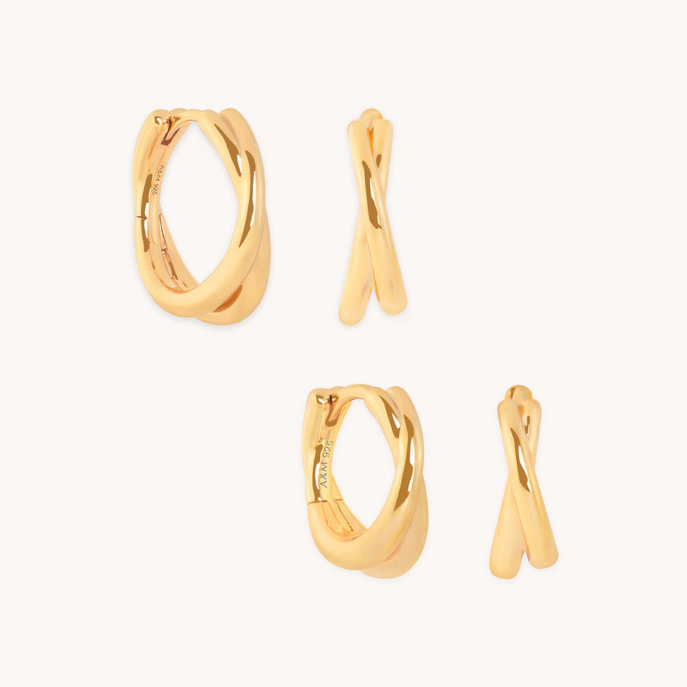 Crossover Illusion Hoops Stacking Set in Gold
