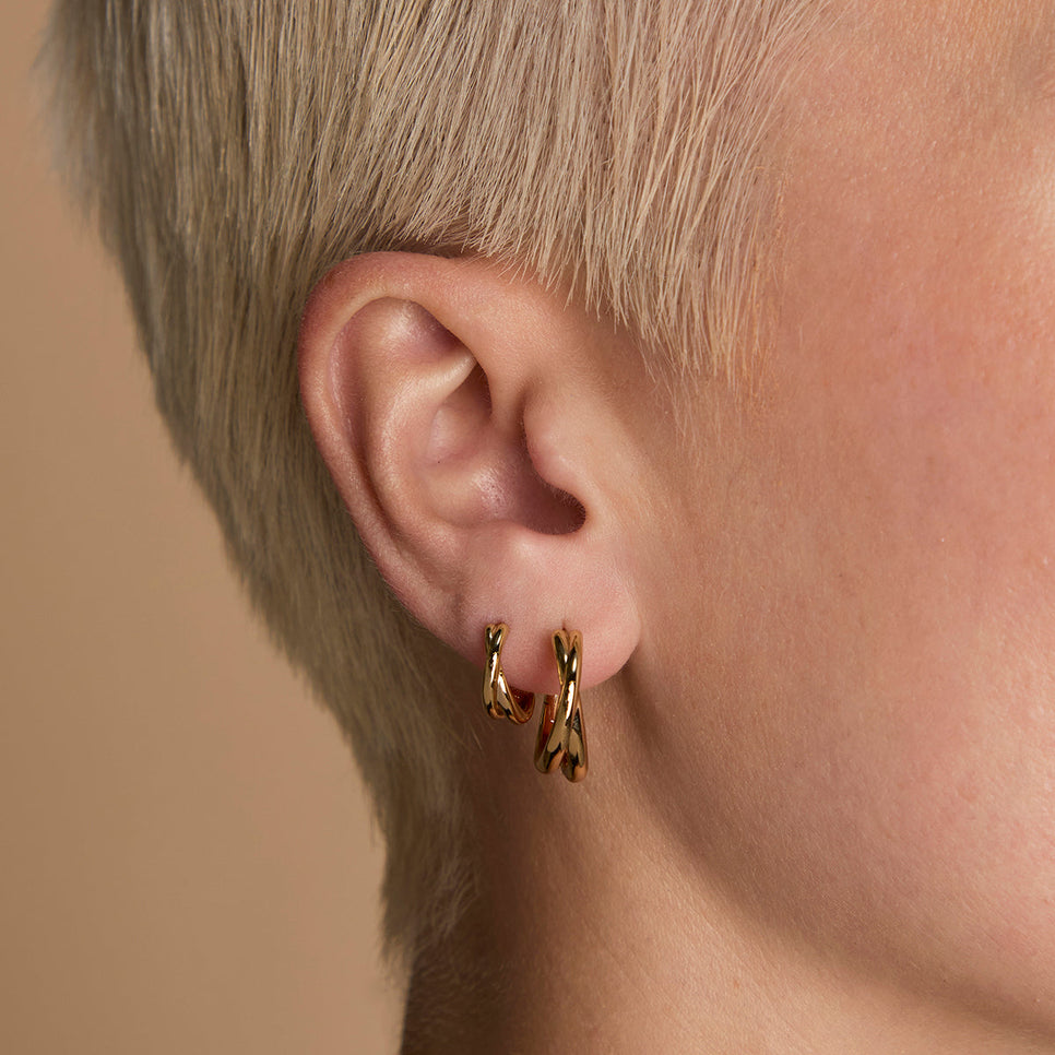 Crossover Illusion Hoops Stacking Set in Gold