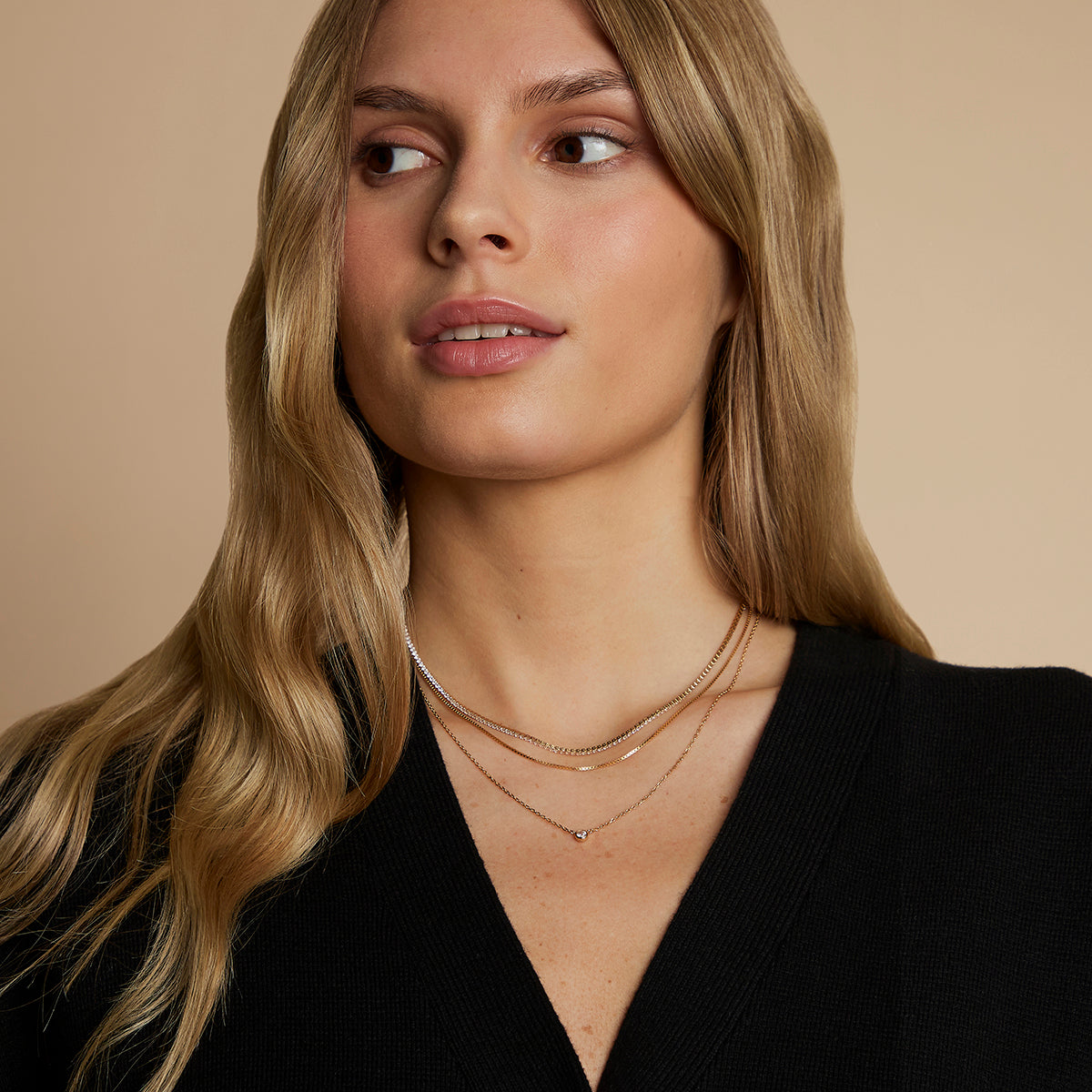 Essential Crystal Necklace Stacking Set in Gold