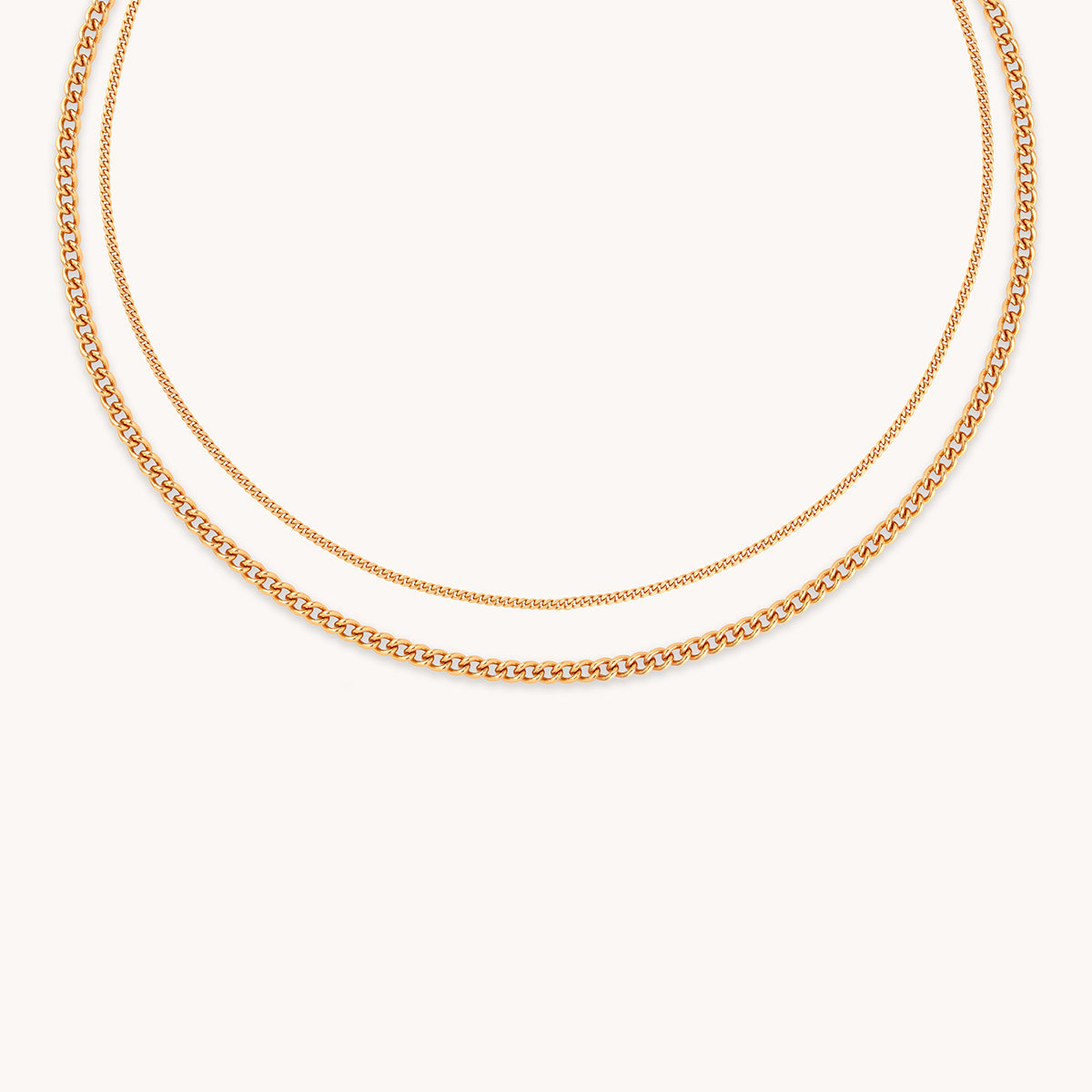 Essential Curb Chain Necklace Stacking Set in Gold