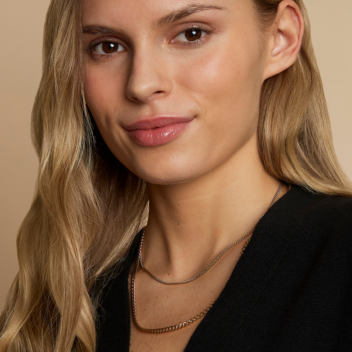 Essential Curb Chain Necklace Stacking Set in Gold