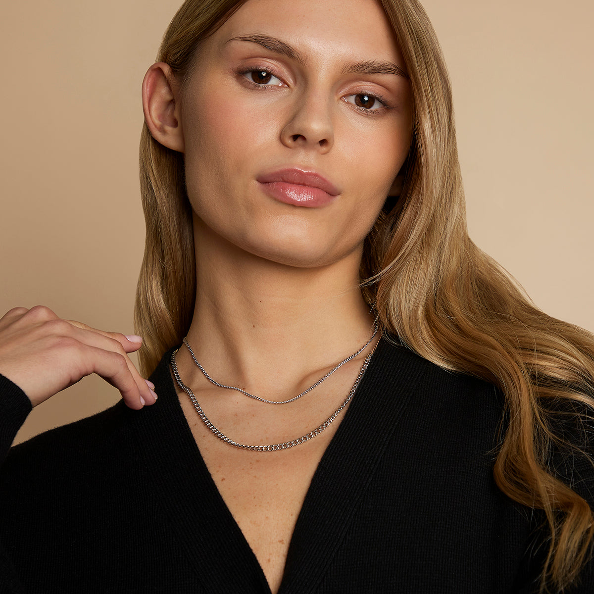 Essential Curb Chain Necklace Stacking Set in Silver