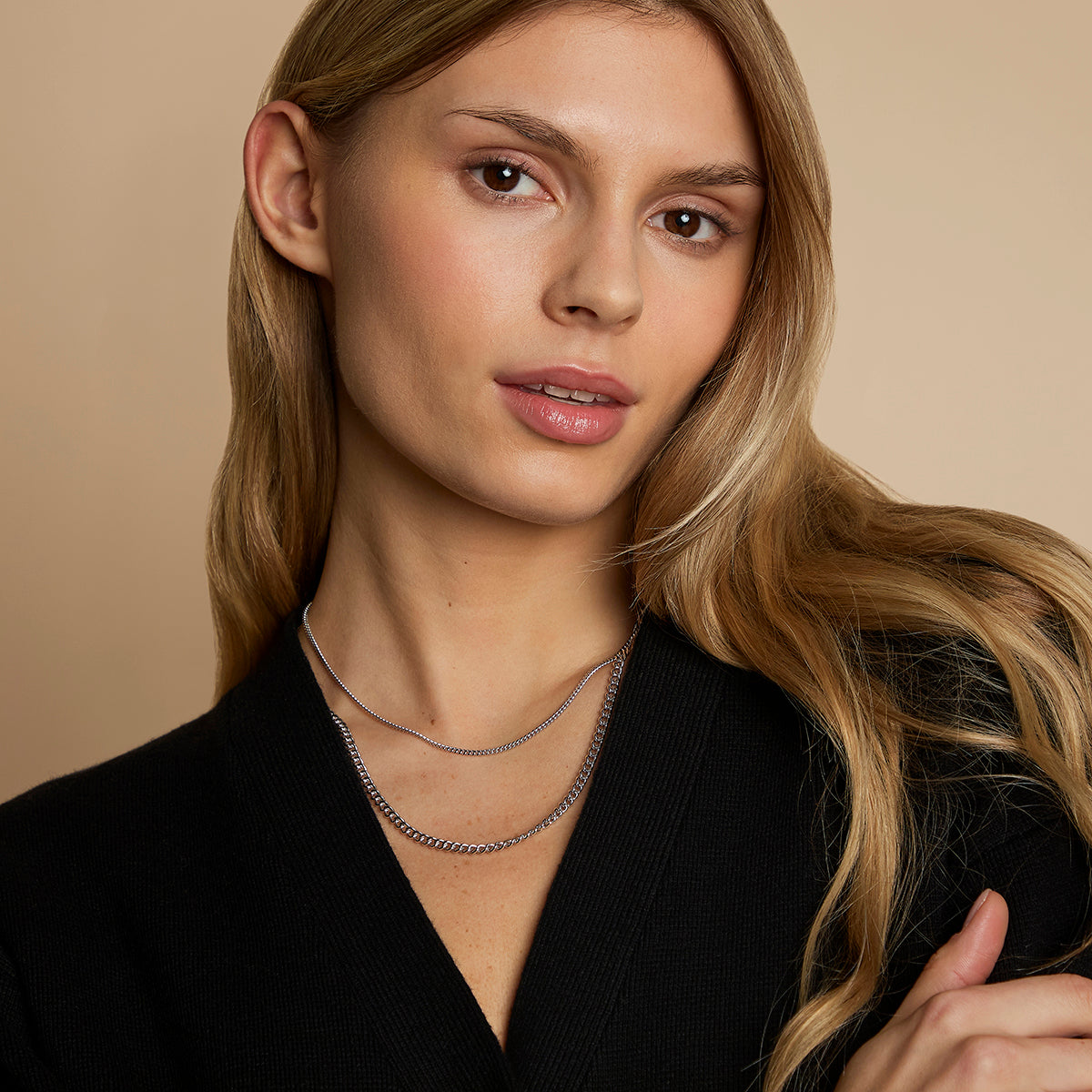 Essential Curb Chain Necklace Stacking Set in Silver