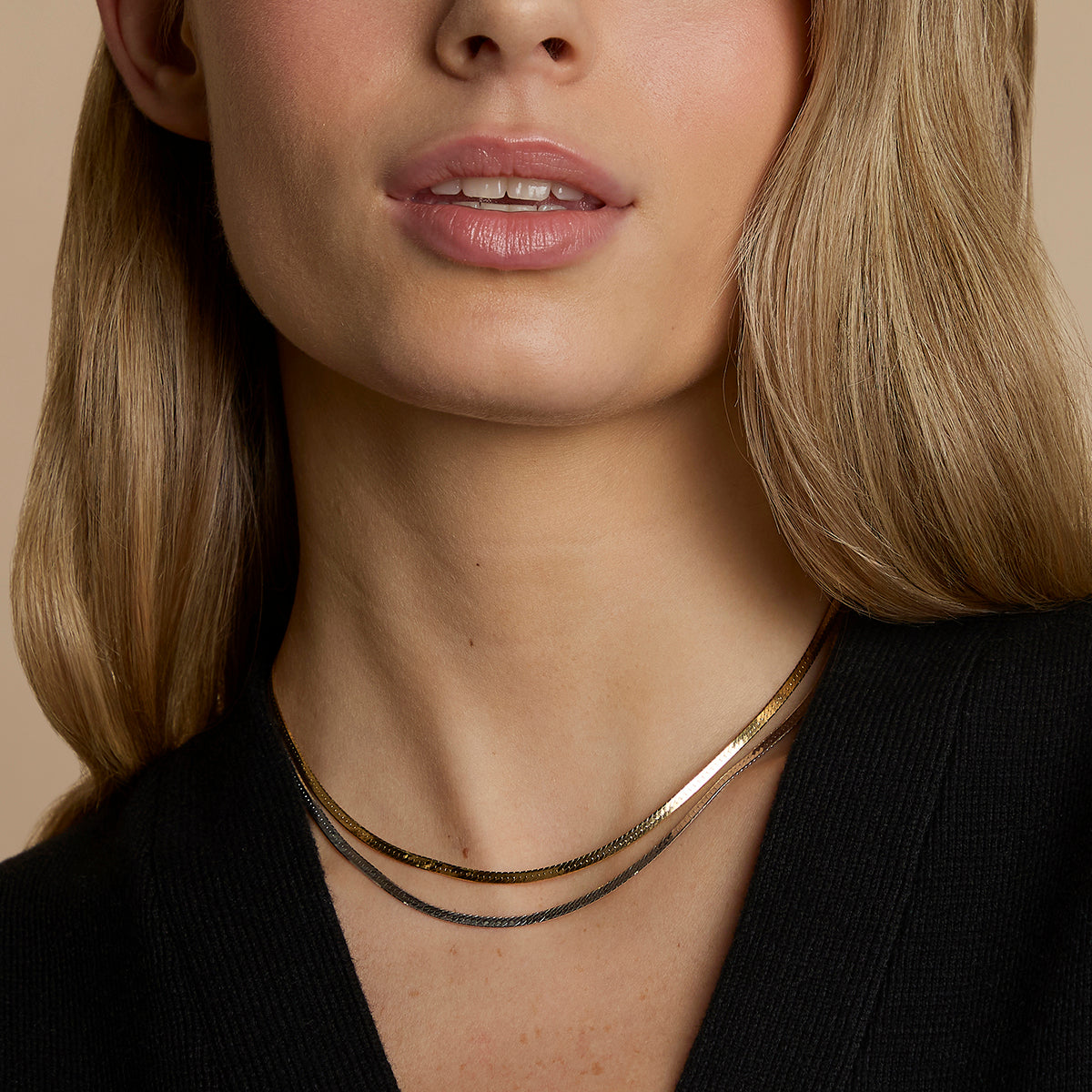 Essential Snake Chain Necklace Stacking Set in Mixed Metal