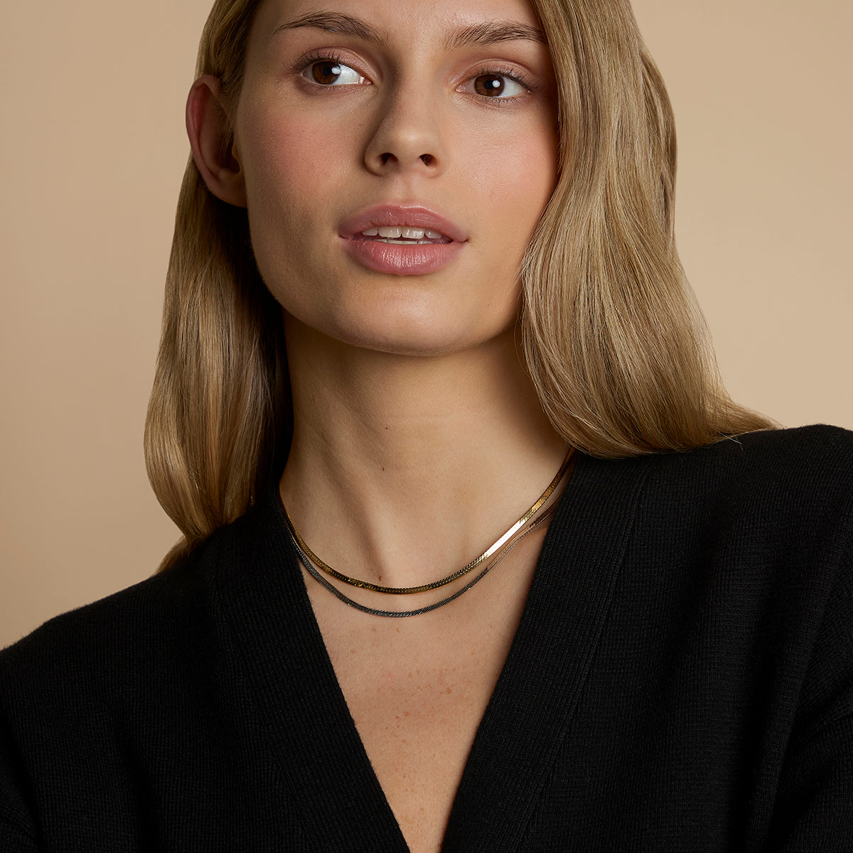 Essential Snake Chain Necklace Stacking Set in Mixed Metal