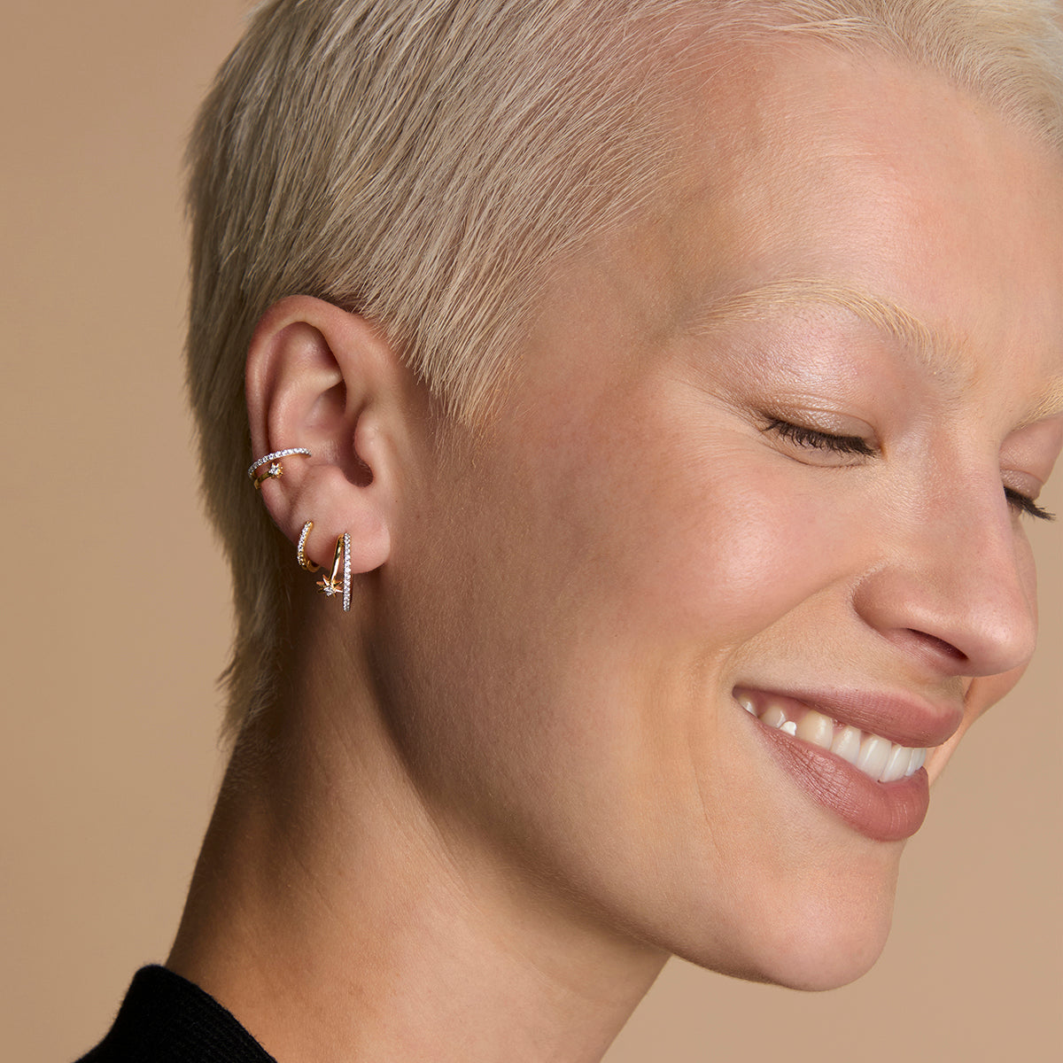 Cosmic Illusion Hoops Stacking Set in Gold