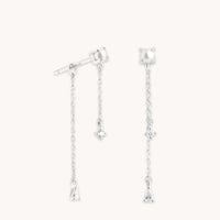 Diamond & Pearl Chain Studs in Solid White Gold