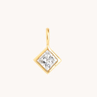 Diamond Square Charm 9k Gold