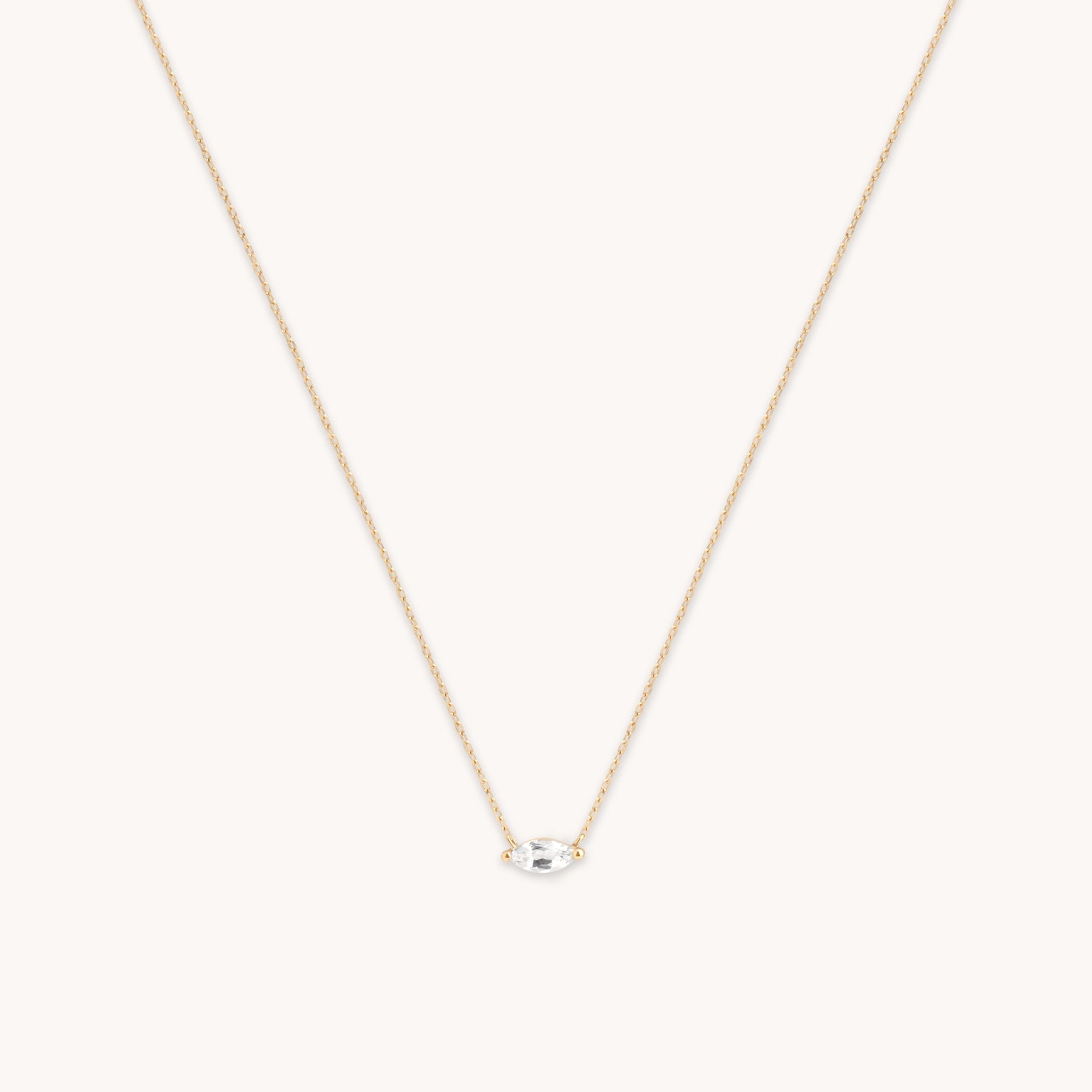 White Topaz Marquise Necklace in Solid Gold