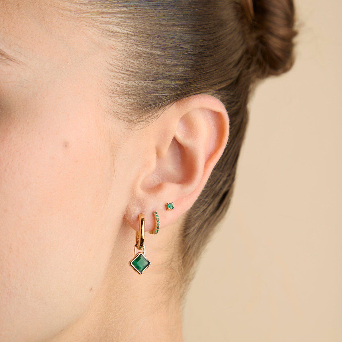 Green Agate May Clip Charm in Gold-Astrid & Miyu