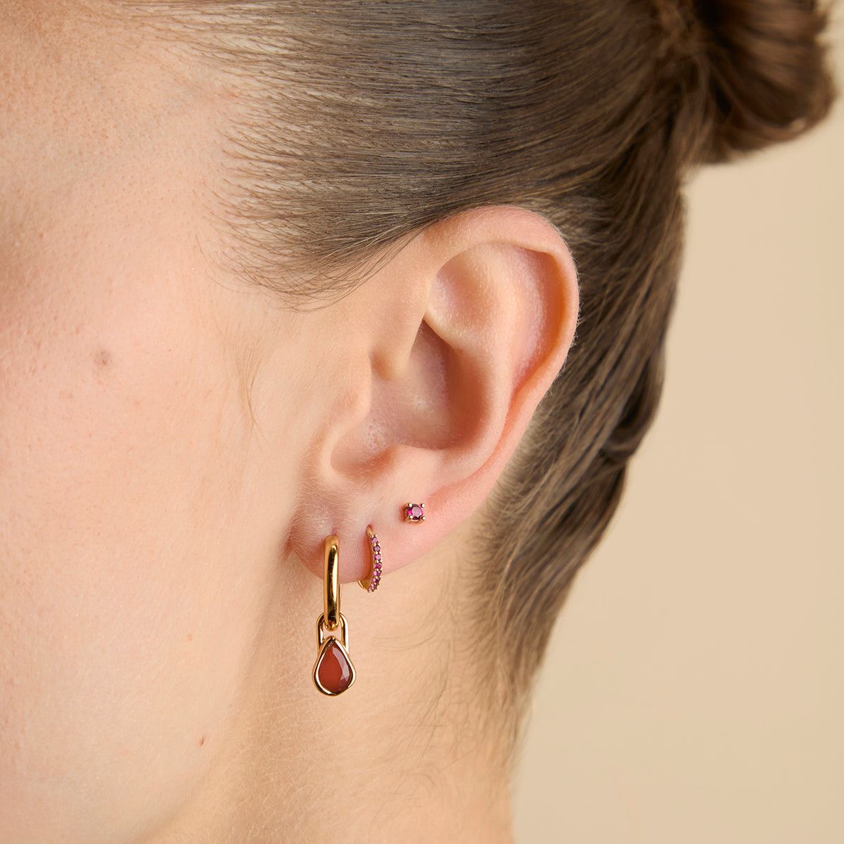 Red Chalcedony July Clip Charm in Gold-Astrid & Miyu