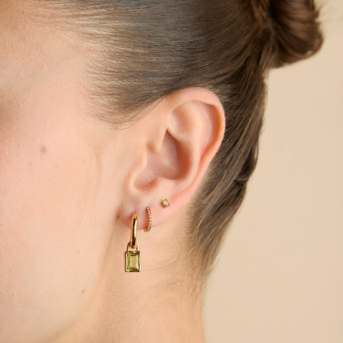 White Topaz April Clip Charm in Gold