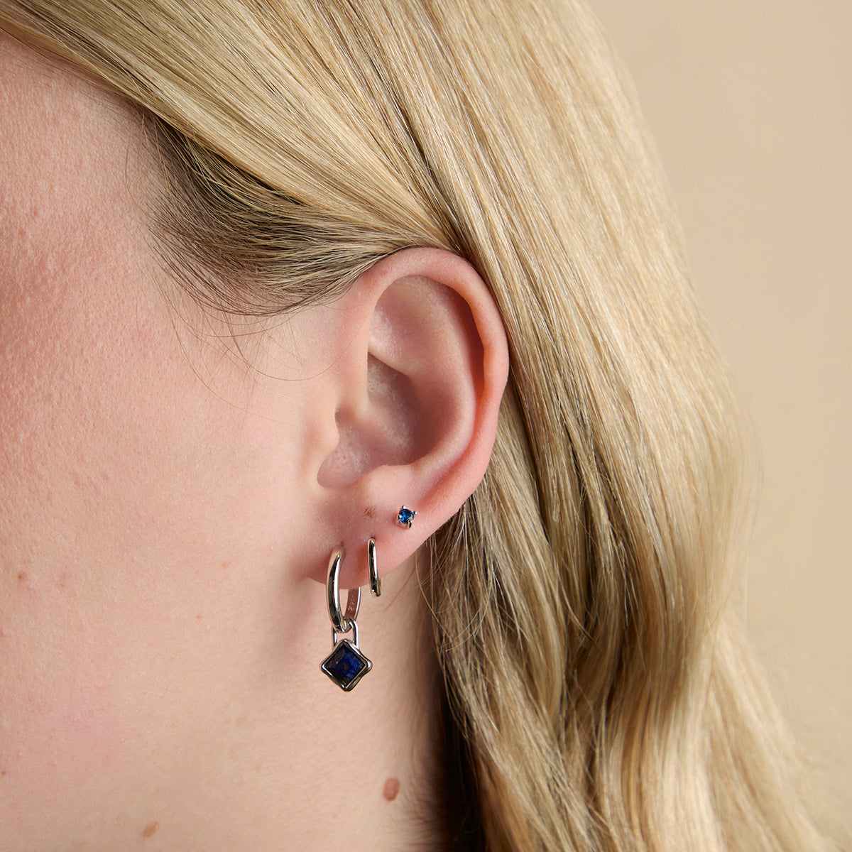 Lapis September Clip Charm in Silver